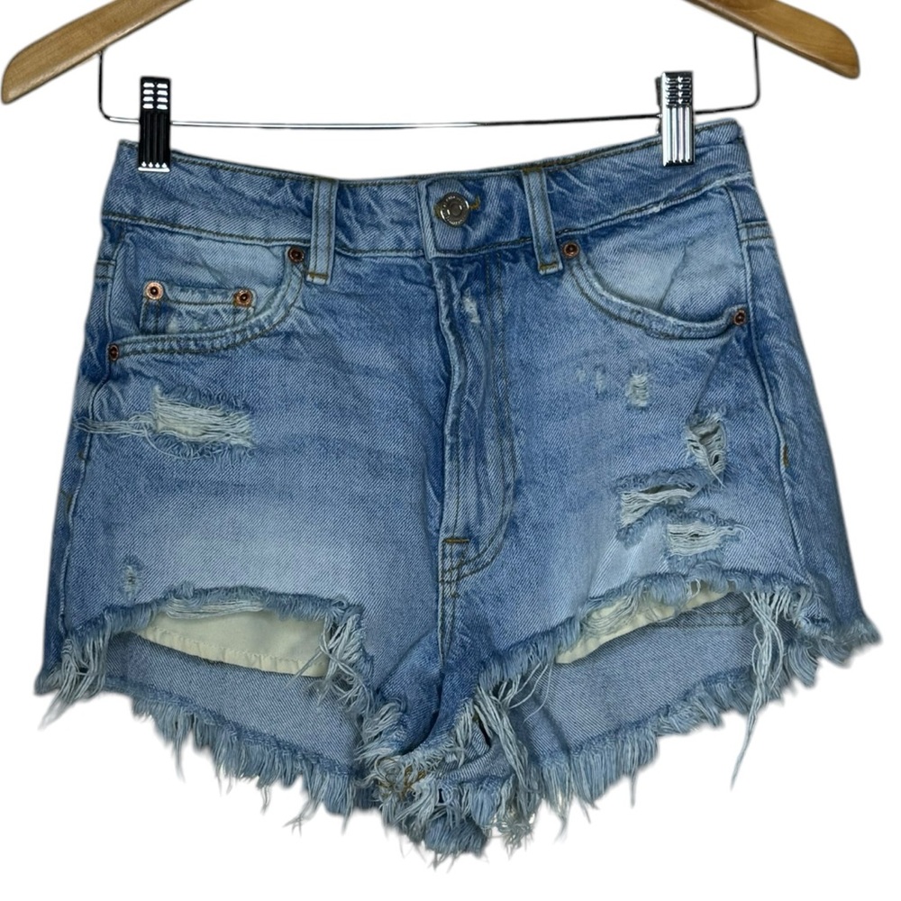 Zara HIGH-WAISTED DENIM SHORTS Size 2